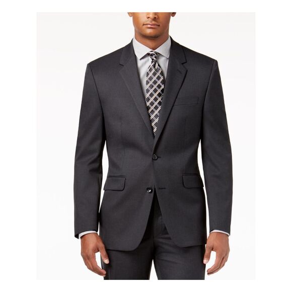 ALFANI Mens Gray Single Breasted Blazer Jacket 44LONG